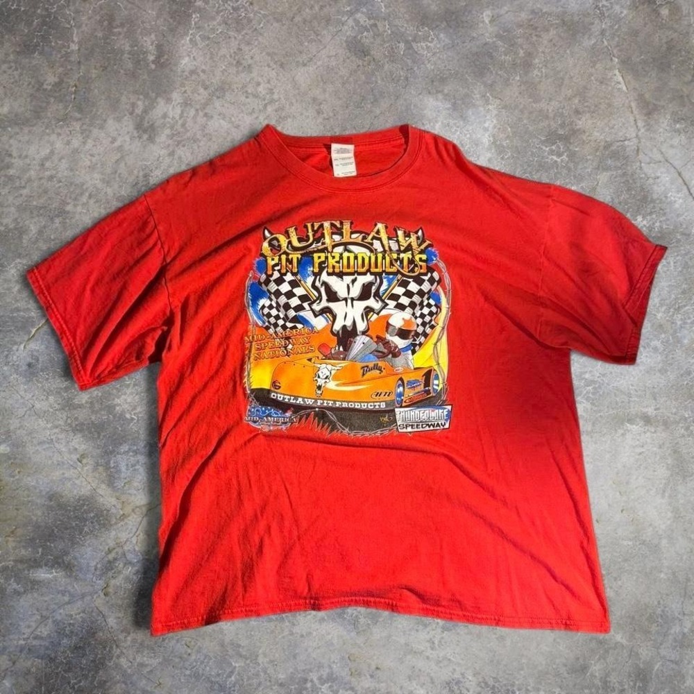 Vintage Outlaw‎ Pit Products Racing Speedway Graphic T-Shirt XL